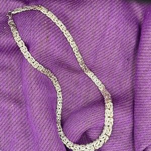 Sterling Silver Graduated Byzantine Necklace 20”